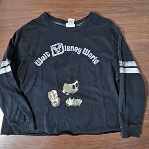 Disney Black Kids Long Sleeve Sweatshirt with Gold Mickey Graphic